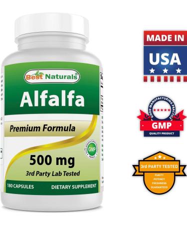 Best Naturals Alfalfa Green Super Food 500mg 180 Capsules - Pack of 1 (180 Count) - Buy Online on GoSupps.com