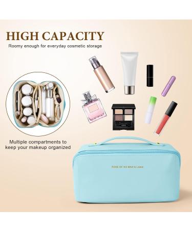 Large Capacity Premium PU Travel Cosmetic Bag - Waterproof & Portable Organizer for Women - Blue - Buy Online on GoSupps.com
