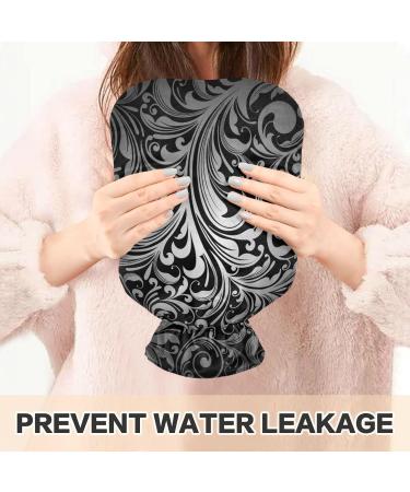 NAANLE 1L Hot Water Bottle with Paisley Flower Cover - Pain Relief & Warmth for Back Hands and Feet | Transparent Black Heat Bottle - Buy Online on GoSupps.com