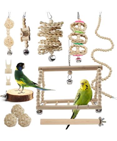 Bird Toys Parakeet Cage Accessories, PietyPet 13pcs Bird Parakeet Toys, Swing Hanging Standing Chewing Toy, Bird Toys for Parakeets, Cockatiel, Parrot