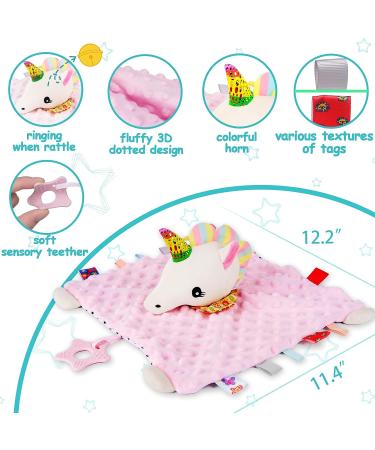 Unicorn Lovely Soothing Security Toy with Tags Teether Blanket - Soft Baby Blanket for Boys and Girls | Newborn Snuggle Toy & Teether | Baby Animal Gifts - Pink B - Buy Online on GoSupps.com