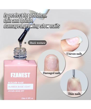 FZANEST Rubber Base Gel For Nails Builder Base Clear Sheer Color Gel Nail Polish Elastic Rubber Base Coat Builder Extension Gel in a Bottle 15ml(Crystal Clear) - Buy Online on GoSupps.com