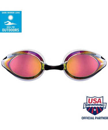 Arena Tracks Anti-Fog Competition Swimming Goggles for Adults | UV Protection Interchangeable Nose Bars & Silicone Seals | Multi-Colored Mirrored Glass - Buy Online on GoSupps.com
