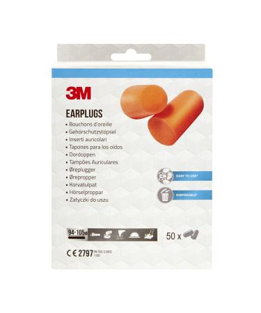 3M hearing protection plug 1100 earplugs made of foam 50 pairs soft and hypoallergenic foam earplugs hygienically packaged in pairs (94 - 105 dB) 50 pieces (1 Pack) 50 pairs (100 pieces)