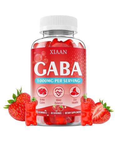 GABA Gummies 1000mg for Kids & Adults Chewable GABA Supplements with L Theanine 5-HTP Ashwagandha Vitamins B6 B12 D3 for Calm & Zzz Sugar-Free/Vegan Strawberry Flavor 60 Count Strawberry 60 Count (Pack of 1)