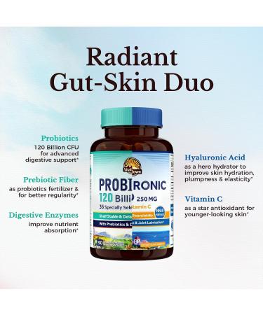 Vitalitown Gut-Skin Bundle (Pack of 2) | Probiotics 120 Billion CFUs (Item 1) & Hyaluronic Acid (Item 2) | 30 + 90 Capsules - Buy Online on GoSupps.com