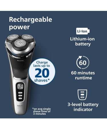 Philips Norelco Shaver 3900 - Rechargeable Wet & Dry Electric Shaver with Pop-up Trimmer Charging Stand & Travel Pouch - Silver S3341/92 | Buy Now for International Shipping - Buy Online on GoSupps.com