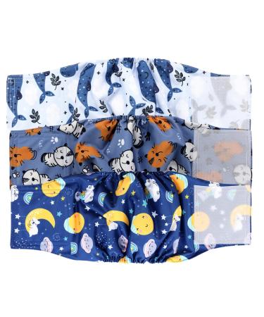 Hi sprout reusable dog diaper for male washable dog belly tape durable and absorbent cloth doggie Belly wrap (3 pieces) - Dreaming XL XL dreaming