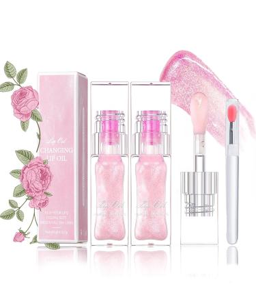 Magic Color Changing Lip Oil Boss Up Cosmetics Color Changing Lip Oil Hydrating Lip Gloss Lip Balm Transparent Lipstick Long Lasting Moisturizing Non-sticky Fresh Texture Lip Oil (2pc)