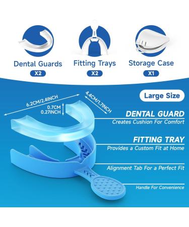 Professional Night Guard for Teeth Grinding - 2 Pack Upgraded Mouth Guards with Fitting Tray for Comfort Ideal Clenching Solution Blue - Buy Online on GoSupps.com