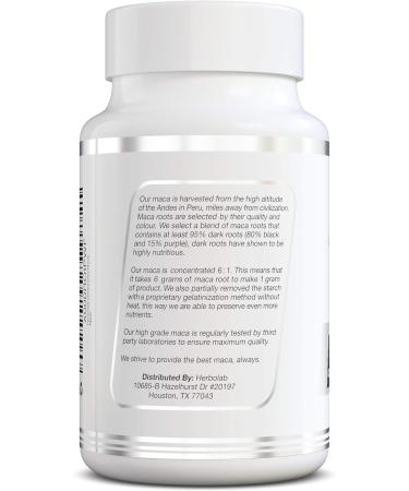 Organic Black Maca Root Capsules 6:1 Concentrate | Vegan Gelatinized Powder 120x500mg | Energizing Peruvian Ginseng Supplement - Buy Online on GoSupps.com