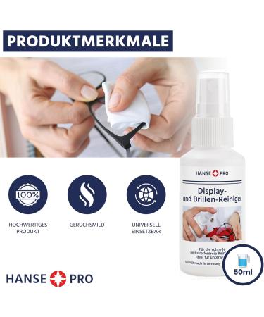 HANSE PRO Glasses Cleaner - 2 x 50 ml | Streak-Free Cleaning Spray for Glasses & Displays | Ideal for On-the-Go Care - Buy Online on GoSupps.com