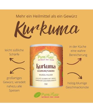 Organic Kurkuma Powder - Raw Vegan Turmeric Powder | Pureeraw 110g (2x55g) - Ayurvedic Herbs & Spices - Buy Online on GoSupps.com