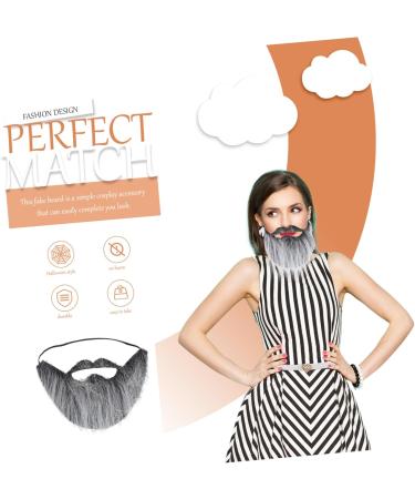 OFFSCH Fake Mustache Beards 3Pcs Beard Halloween Props Costume Facial Hair False Mustaches Fake Mustache Man Prom Handicrafts Grey 21X20X1CM - Buy Online on GoSupps.com