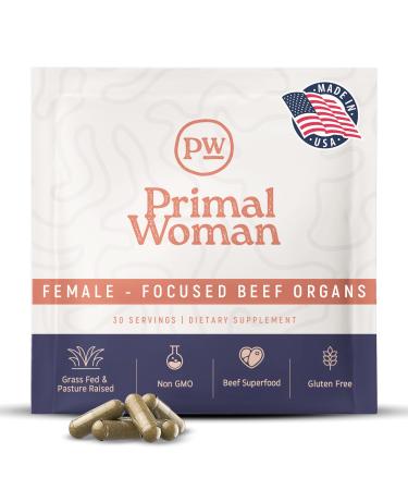 Primal Woman Beef Organ Supplement for Women - Heart, Liver for Women, Grass Fed, Pasture Raised Liver | Primal Beef Organ Capsules Woman (60 Capsules)