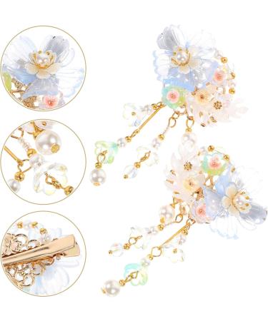 Beavorty 1 Pair Chinese Barrettes Ancient Style Hair Clips Tassel Hairpins Hanfu Hair Accessories Blue - Buy Online on GoSupps.com