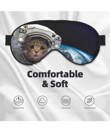 Cat Astronaut Print Eye Mask - Soft Sleep Blindfold with Elastic Strap for Travel & Night Sleep - Buy Online on GoSupps.com