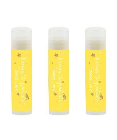 Andaz Press Yellow and Gold Glittering Graduation Party Collection Lip Balm Favors Kissing the Graduate Good Luck! 12-Pack Favor Lip Balm