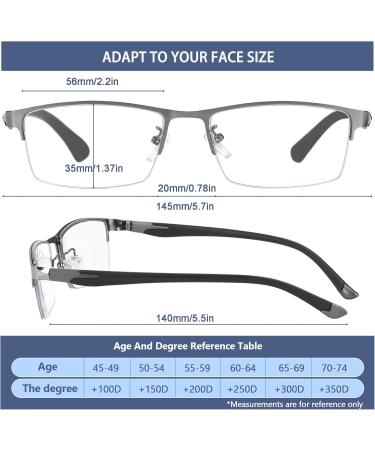 Buy 2 Pack Multifocus Progressive Reading Glasses for Men - Blue Light Blocking TR90 Arm Metal Frame Multifocal Readers - Grey Frame 1.5x | International Shipping Available - Buy Online on GoSupps.com