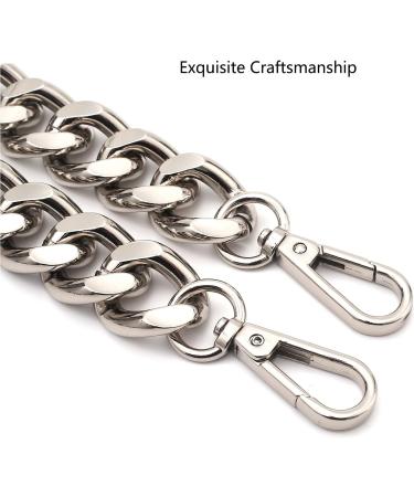 25 Inch Trendy Chunky Metal Chain Purse Handles Shoulder Strap Replacement for Handbag (Silver) - Buy Online on GoSupps.com