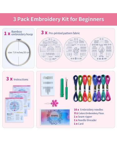 ETSPIL Embroidery Kit for Beginners - Learn 33 Stitches, Includes Hoop, Color Threads & Easy Instructions - Buy Online on GoSupps.com