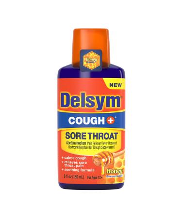 Delsym Adult Liquid Cough Plus Sore Throat Honey 6 Fl Oz
