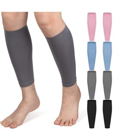 4 Pairs Calf Compression Sleeves Leg Compression Socks Calf Support Sleeves for Men and Women Running Cycling Climbing  Black  Gray  Pink and Blue