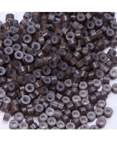 Elailite 1000 pieces silicone micro rings for I tip hair extension #light brown