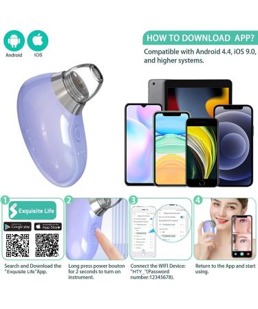Pore Vacuum with Camera for Blackhead Removal - Real-Time Pore Minimizer and Acne Treatment Tool (Purple) - Buy Online on GoSupps.com