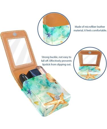 Travel Lipstick Organizer Case - Portable Makeup Bag with Mirror | Colorful Shell Art Pattern | Shop Now - Buy Online on GoSupps.com