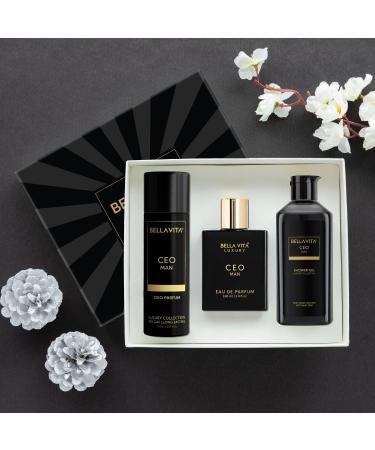 Be.lla Vi.ta Lu.xu.ry Black Edition Gift Set with CEO Man EDP Perfume 100ml Body Parfum Deodorant 150ml & Refreshing Shower Gel for Deep Cleansing 250ml - Buy Online on GoSupps.com