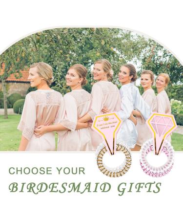 Bridesmaid Spiral Hair Ties - 16 Pieces | Champagne Bridesmaid Proposal Gift Set for Wedding Party Souvenirs & Decorations - Buy Online on GoSupps.com