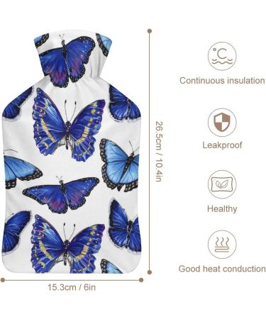 Blue Butterfly Hot Water Bottle - Plush Cover Hand Warmer for Adults & Kids | 26.5x15.3cm Shipping Worldwide - Buy Online on GoSupps.com