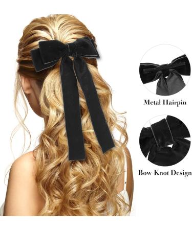 Molain Black Bow Barrettes - Kawaii French Hair Clip for Women and Girls | Aesthetic Hairbows for Halloween, Christmas, Easter Cosplay - Buy Online on GoSupps.com