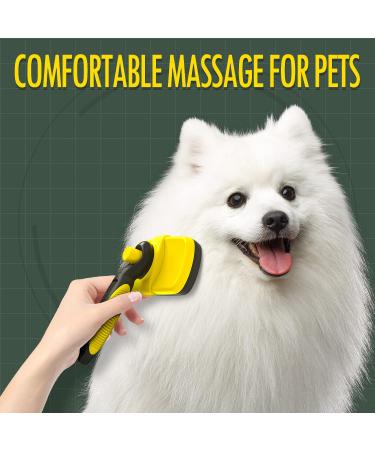 BORUHOLI Self-Cleaning Slicker Brush and Comb Kit for Dogs, Cats, and Pets - Deshedding Tools (Yellow) - Buy Online on GoSupps.com