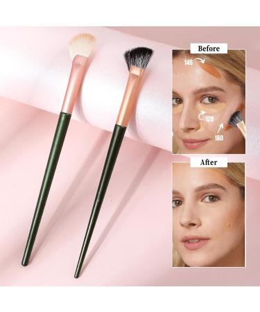 Simarro 2Pcs Nose Contour Brush Set - Angled Concealer & Under Eye Blush Brush for Liquid Cream & Powder Makeup - Portable Highlighter Brushes for Flawless Blending - Buy Online on GoSupps.com