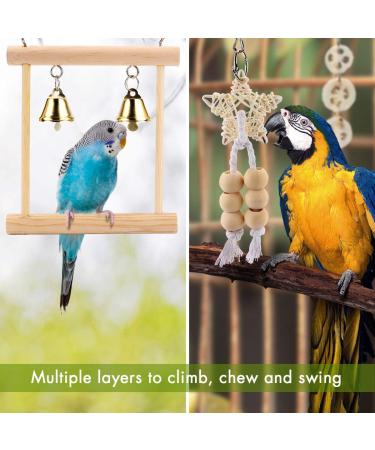 Vegena Bird Toys Set of 8 - Colorful Wooden Ladder Toys & Landing Pads for Budgies Parrots Finches & More - Premium Cage Accessories - Buy Online on GoSupps.com