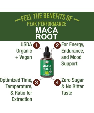 Maca Root Liquid Drops | USDA Organic Vegan Supplement for Energy Endurance & Mood | Zero Sugar Gluten Free High Bioavailability - Buy Online on GoSupps.com