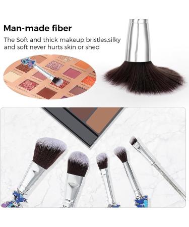 5 Pcs Stitch Makeup Brush Set - Portable Kawaii Cosmetic Brushes for Powder, Eyeshadow, Blush, Lips - Silver Stitch Gifts for Women/Girls - Buy Online on GoSupps.com