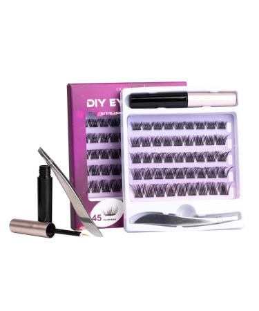 Individual Lashes False Eyelashes 45 Cluster Lashes Eyelash Extension Kit With Fake Eyelash Glue DIY Wispy Fluffy Lash Clusters Reusable Artificial Natural Soft Eyelashes Thin Band C CC D Curl 10-16MM i-45 Clusters - OP1...