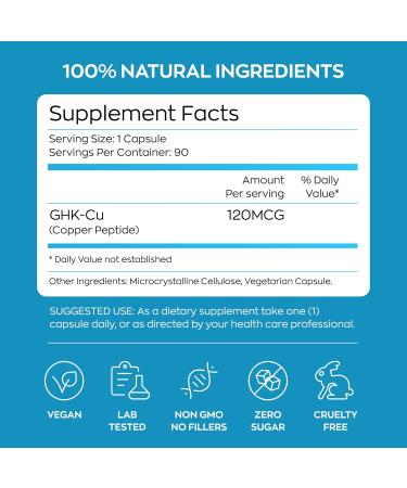 SYNTHEX LABS GHK-Cu Copper Peptide Supplement 120 mcg for Skin & Hair | Anti-Aging & Improves Skin Elasticity | Maximum Absorption | 3 Month Supply - Buy Online on GoSupps.com