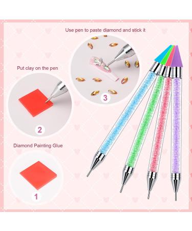 Tatuo 4 Pcs Rhinestone Picker Dotting Pen Set - Dual Ended Nail Art Tool for DIY Manicure - Crystals Wax Pencil for Gems (Blue Green Pink Purple) - Perfect for International Shipping - Buy Online on GoSupps.com