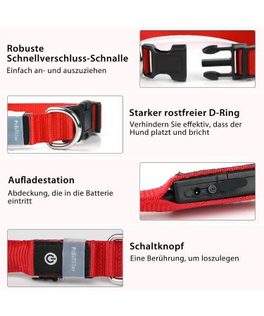 Luminous LED Dog Collar - Waterproof 7 Color Adjustable Light for Night Safety | Small to Large Dogs | 2022 Model (Red 48-60cm) - Buy Online on GoSupps.com