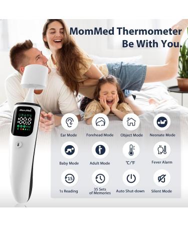 MomMed Contactless Fever Thermometer for Adults & Kids - Ear & Forehead & Age Setting - Infrared with Fever Alarm & Storage - Buy Online on GoSupps.com