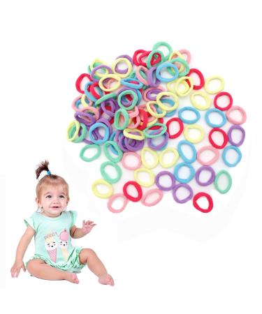 Baby Hair Bobbles 50 Pcs Girls Hair Bands Elastic Hair Ties Candy Color Seamless Girls Hairbands for Baby Girls Soft Hair Bobbles Small Hair Bands for Toddlers Baby Kids