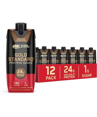 Muscle Milk Zero Protein Shake Vanilla Cr me 20g Protein 100 Cal 12 Pack & Optimum Nutrition Gold Standard Protein Shake Chocolate 24g Protein 11 Fl Oz 12 Count - Buy Online on GoSupps.com