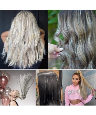 47 Silver Hair Tinsel Kit - 1100 Strands, Heat Resistant Extensions for Women & Girls - Buy Online on GoSupps.com