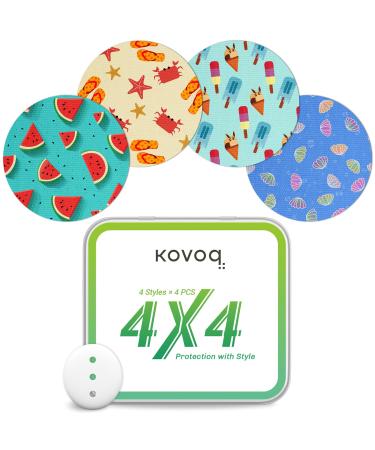 Dexcom G7 Adhesive Patches 16 Printed Waterproof Dexcom G7 Over Patches 1 Hardshell Cover for Enhanced Safeguard Breathable 14 Days Protection with Style (Ice Cream)