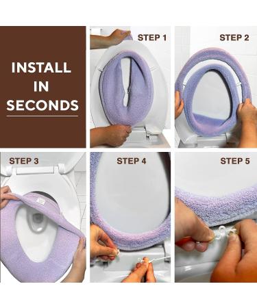 Warm-n-Comfy Plush Toilet Seat Cover - Round & Elongated 14x18 - Machine-Washable - Frost Gray - Buy Online on GoSupps.com