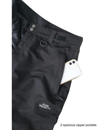 Acme Projects Insulated Snow Pants | Waterproof & Breathable | Zipper Pockets | Taped Seams | 10000mm/3000gm | Large Padded Black - Buy Online on GoSupps.com